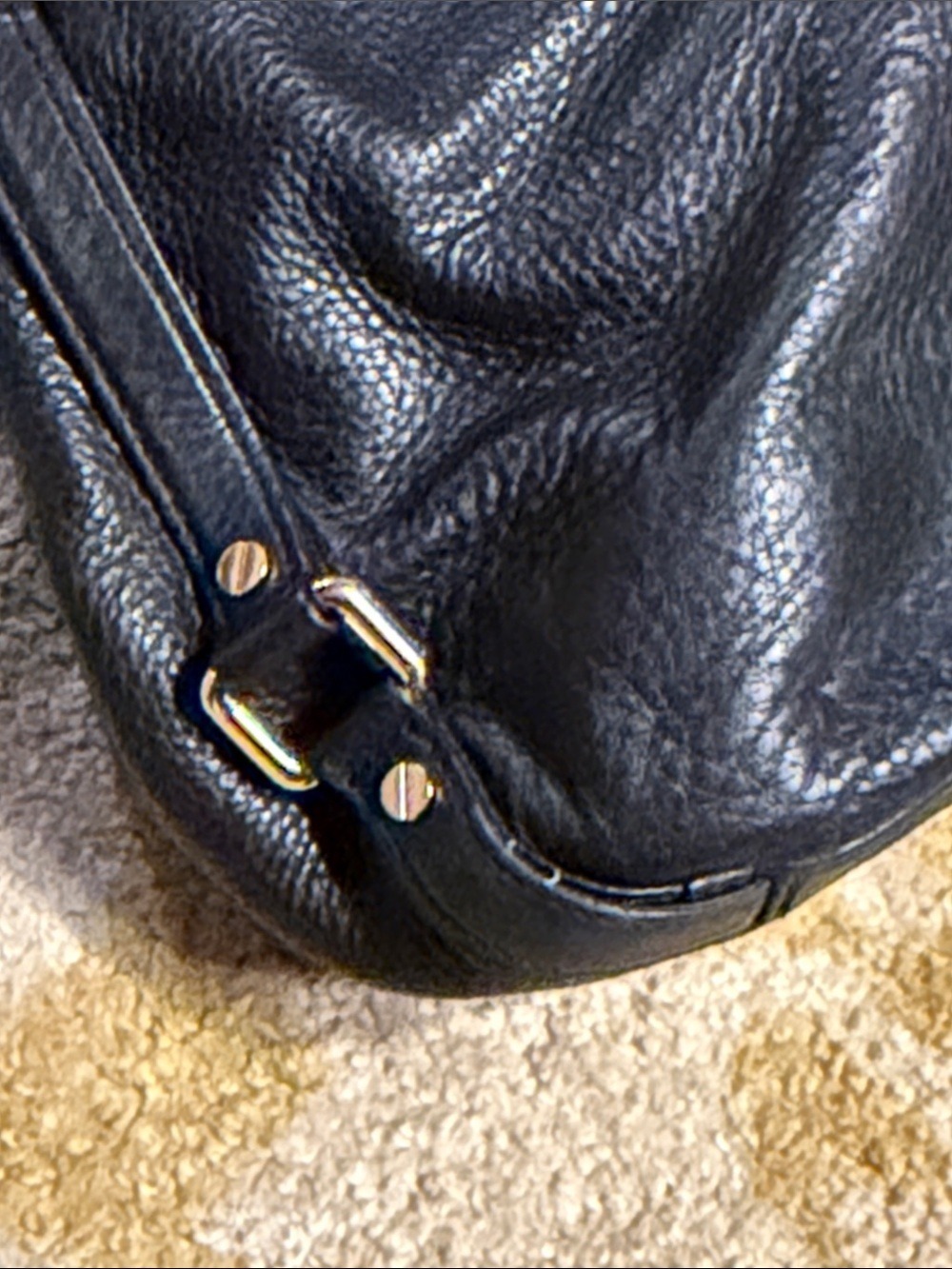 Michael Kors Black Pebbled Leather Shoulder Bag Gold Hardware Hobo Purse - Picture 14 of 14